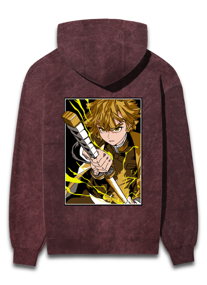 Zenitsu Demon Slayer Acid Washed Hoodie