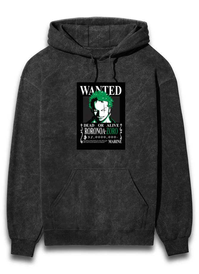 Zoro Dead or Alive Poster Acid Washed Hoodie