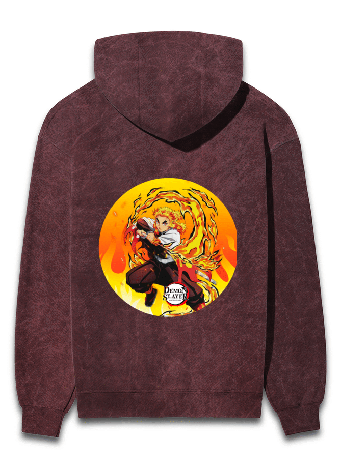 Kyōjurō Rengoku Demon Slayer Acid Washed Hoodie