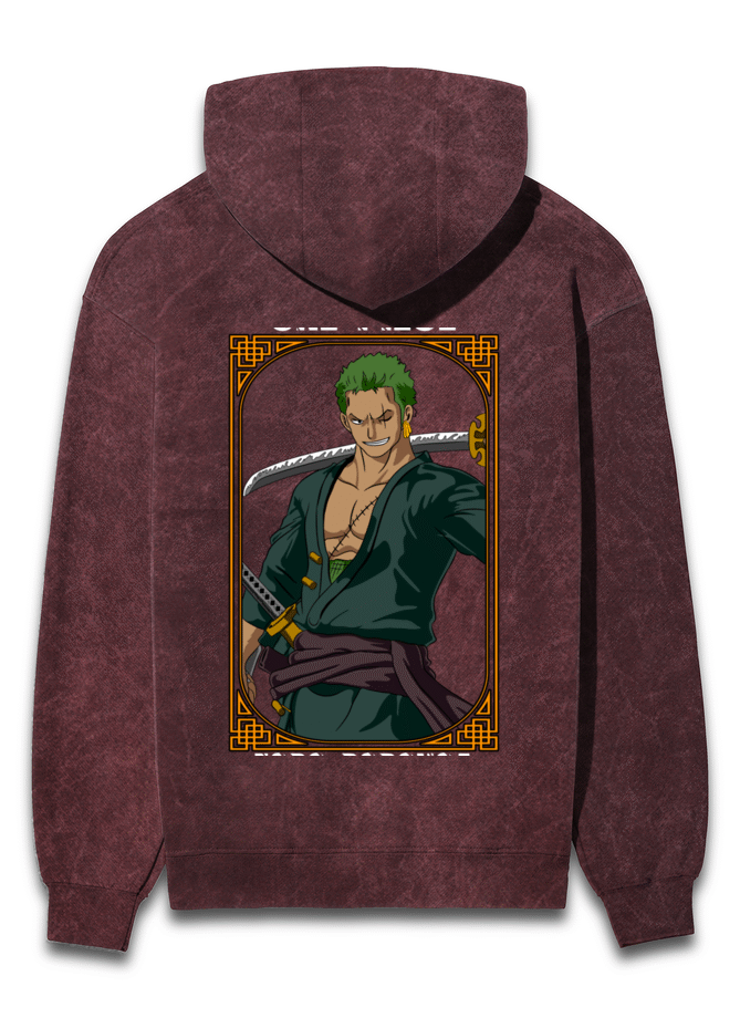 Zoro One Peice - Poster  Acid Washed Hoodie