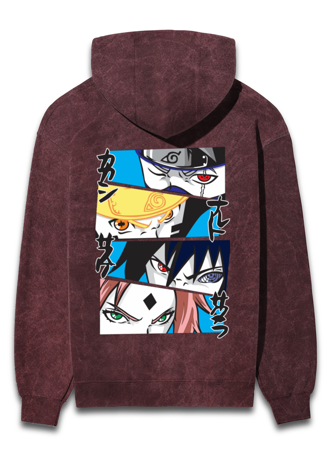 Naruto Character Showdown Acid washed Hoodie
