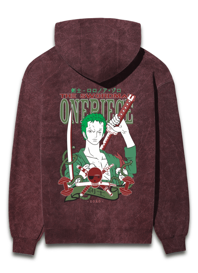 Zoro Dead or Alive Poster Acid Washed Hoodie