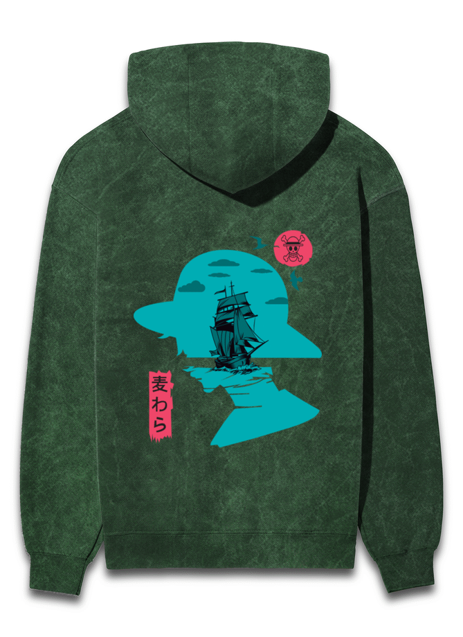 One Piece Hoodie – Luffy One Piece Manga Fleece Acid Washed Hoodie