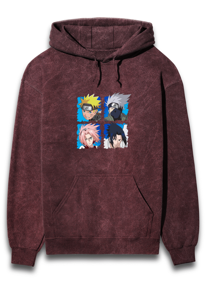 Naruto Characters Acid Washed Hoodie