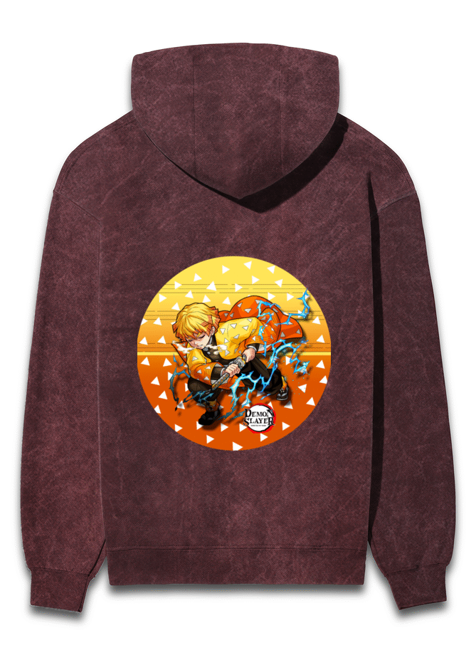 Zenitsu Agatsuma Demon Slayer Acid Washed Hoodie
